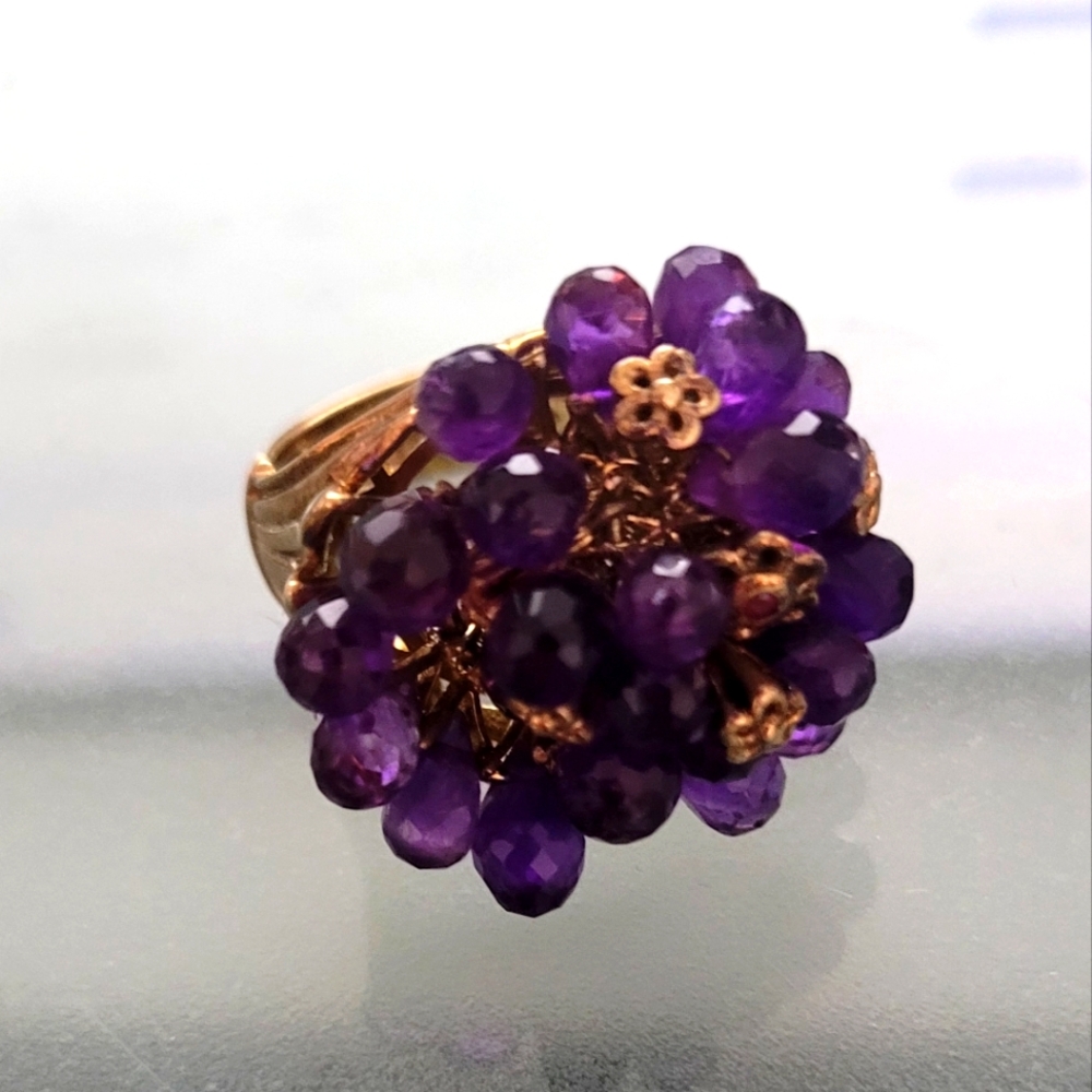 Michael Valitutti Amethyst Cluster Gild Vermeil 925 Silver Ring
